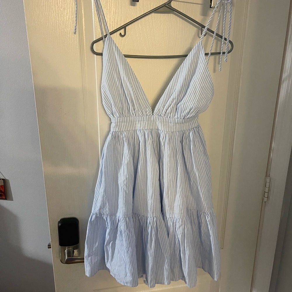 Lovely Day Blue and White Striped Dress
